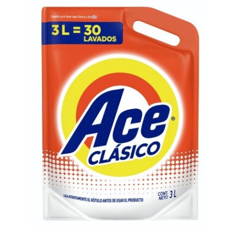 DETERGENTE LIQUIDO ACE DOY PACK 3 LT CLASICO DETERGENTE LIQUIDO ACE DOY PACK 3 LT CLASICO