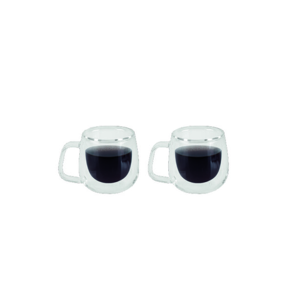 Juego 2 tazas de vidrio doble para café TF6616