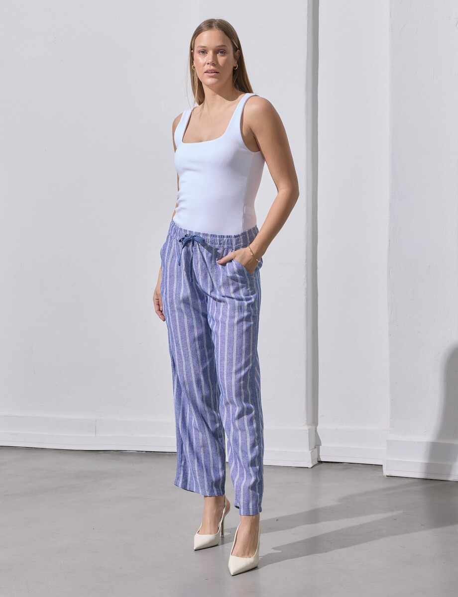 Pantalon Lino - Azul 