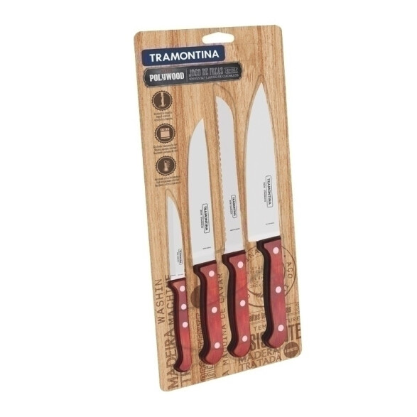 Juego de cuchillos modelo POLYWOOD, 4 piezas -TRAMONTINA TN9277