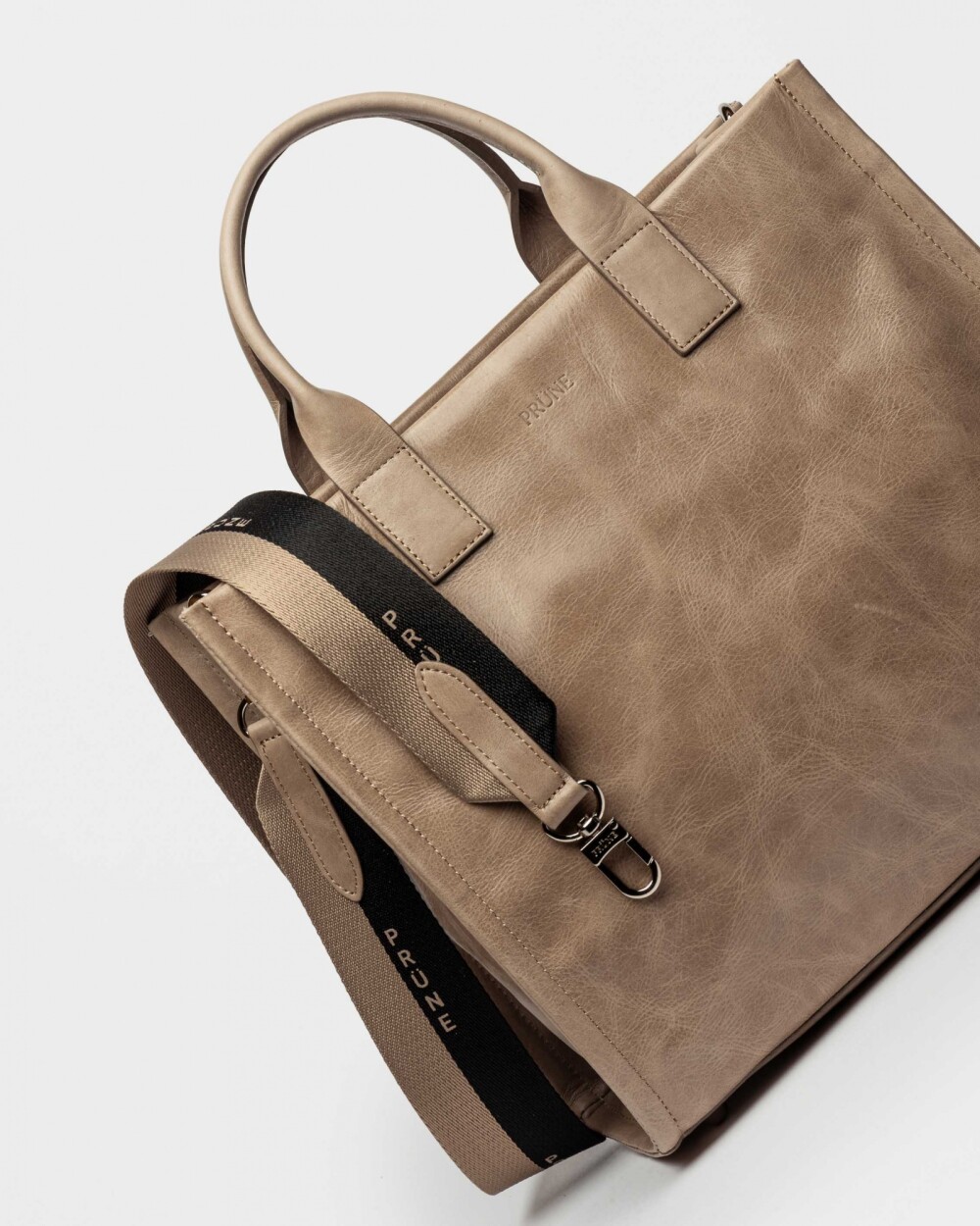 Cartera de Mano Capri En Cuero Liso Taupe