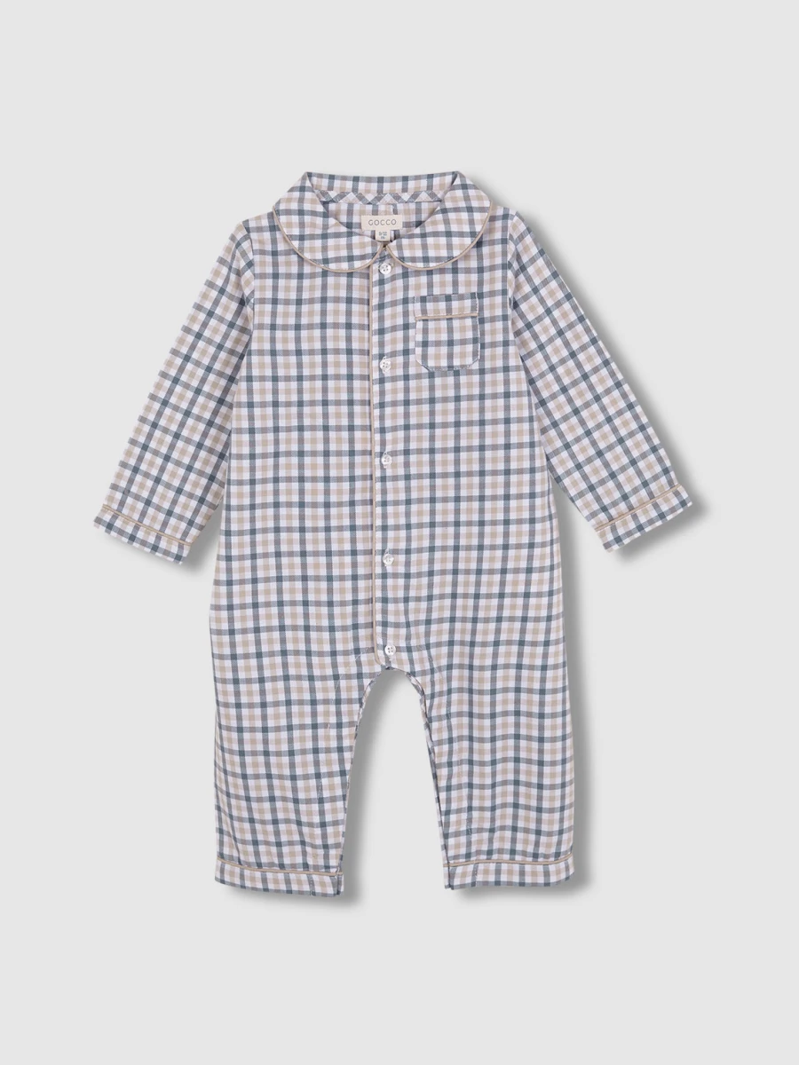 Pijama De Cuadro Vichy Gris Azulado