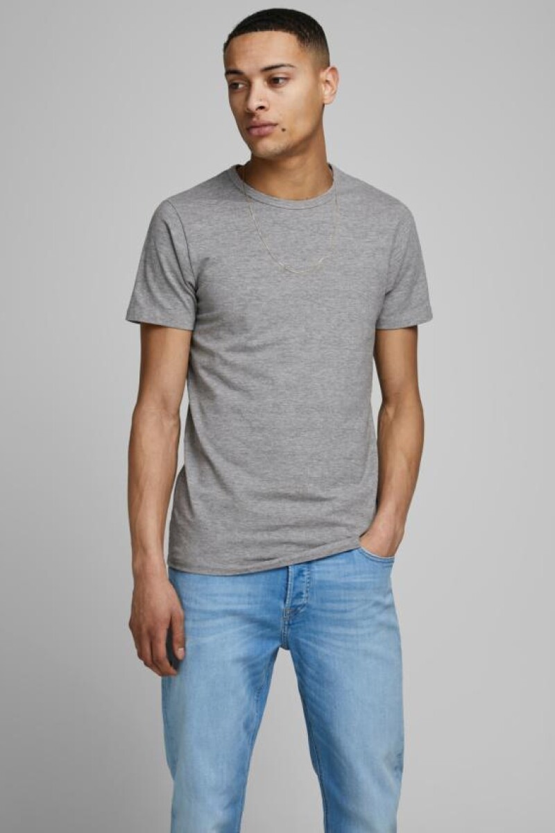Camiseta Básica Regular Fit De Algodón Y Lycra Light Grey Melange