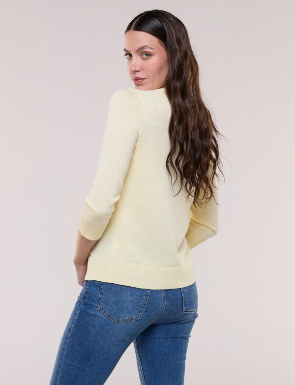 Cardigan Manga 3/4 Con Botones Florales Metálicos AMARILLO