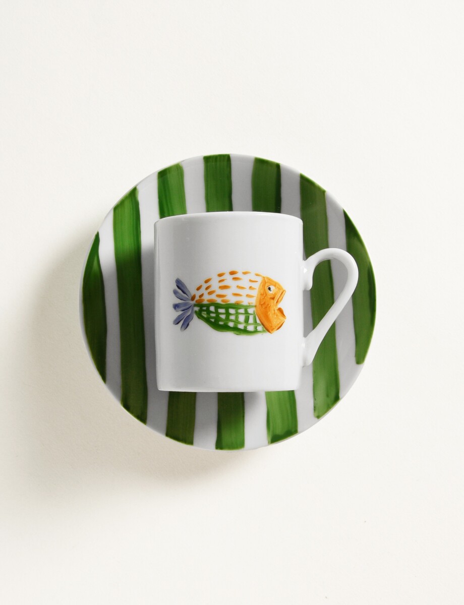 Taza de café con plato - selva marina 