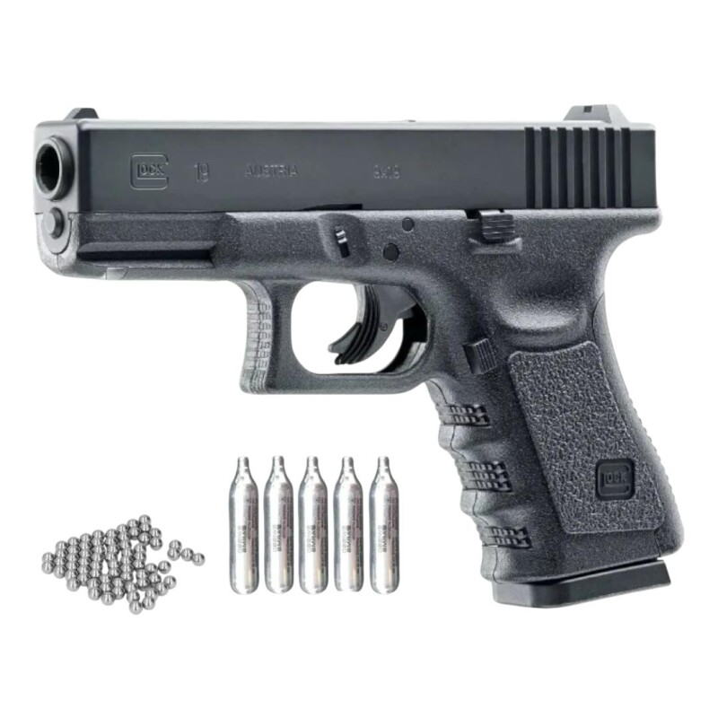 Combo Pistola Co2 Glock 19 Calibre 4.5mm Combo Pistola Co2 Glock 19 Calibre 4.5mm