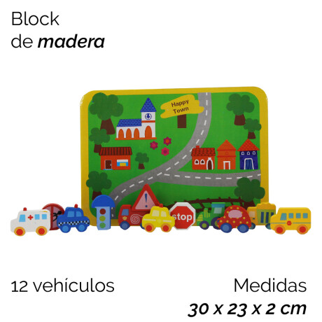 Blocks Madera X12 Vehículos Enhebrar2854 Unica