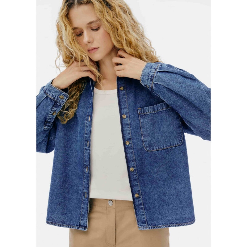 CAMISA ML FEM AZUL ESCURO