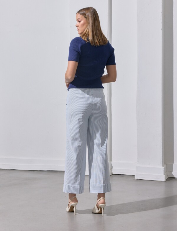 Pantalon Wide Leg Ankle Lineas CELESTE/MULTI