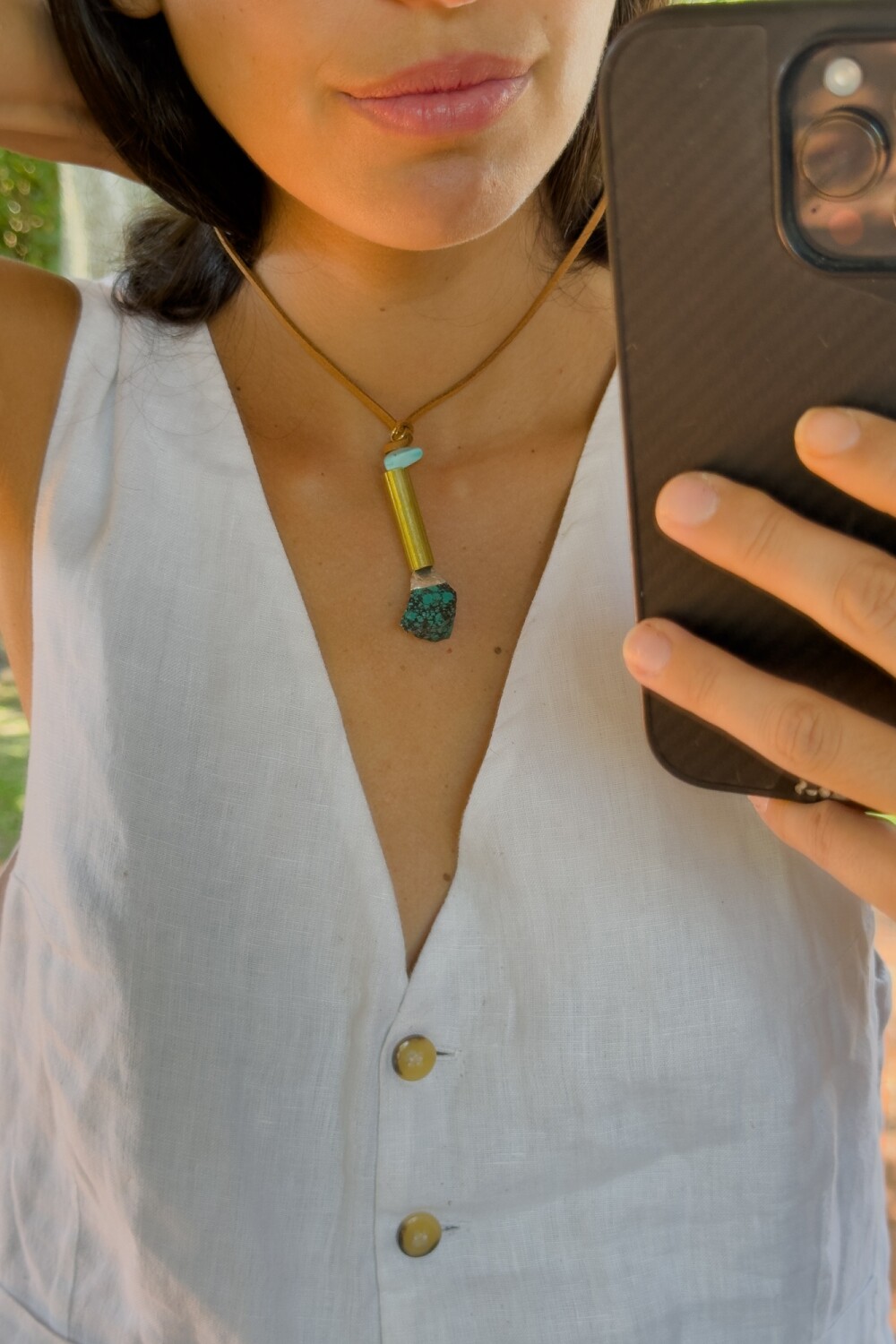 Raw Stone Necklace Turquesa