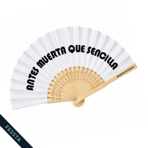 Abanico "Antes muerta que sencilla" Blanco