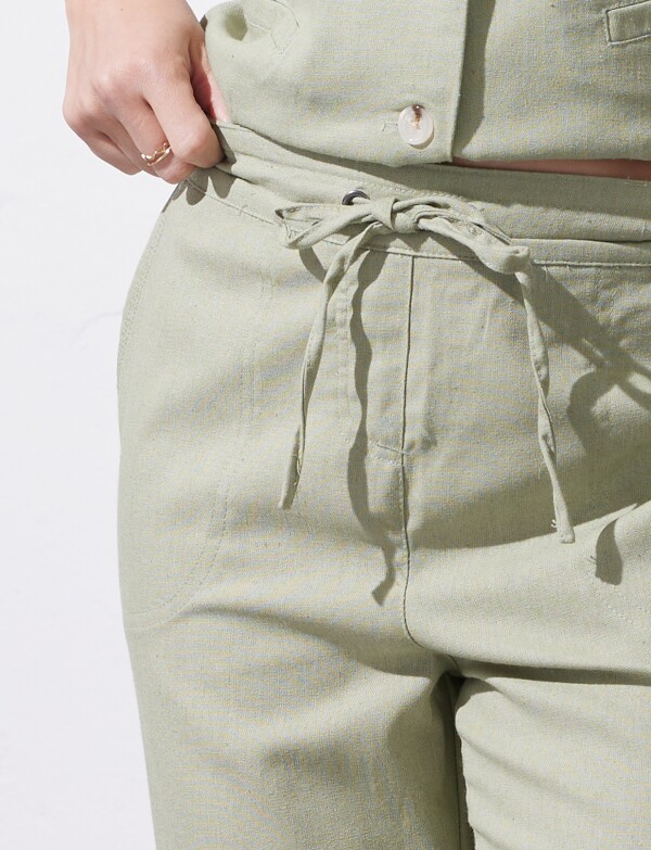 Pantalon Lino Solid VERDE