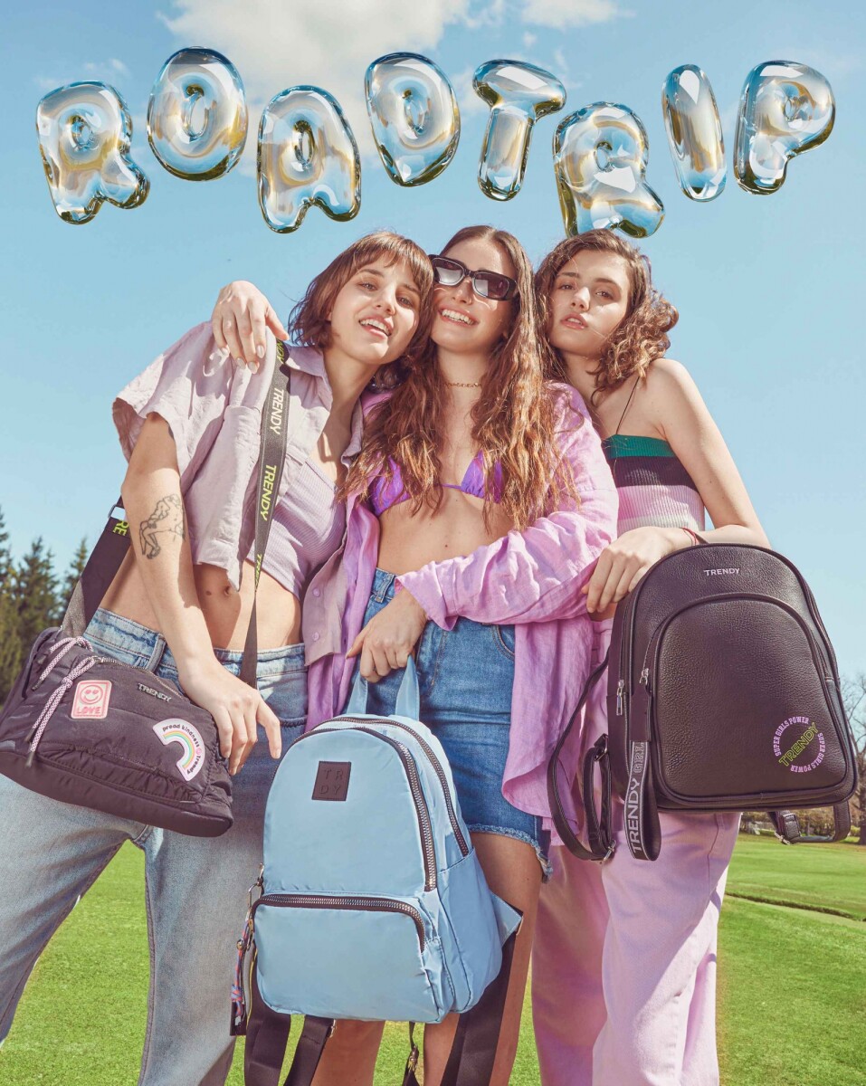 Mochila nylon tela cierres - Celeste 