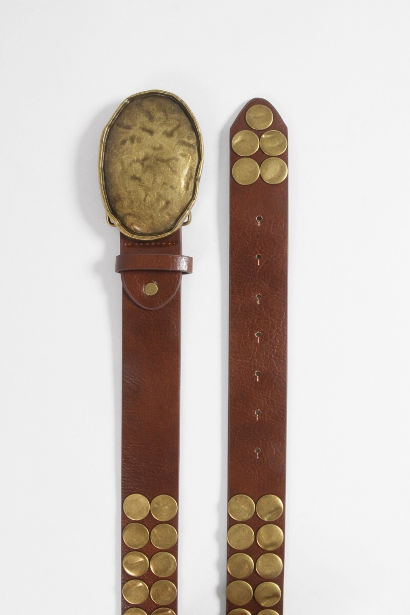 Cinturón tachas hebilla texture - marrón 