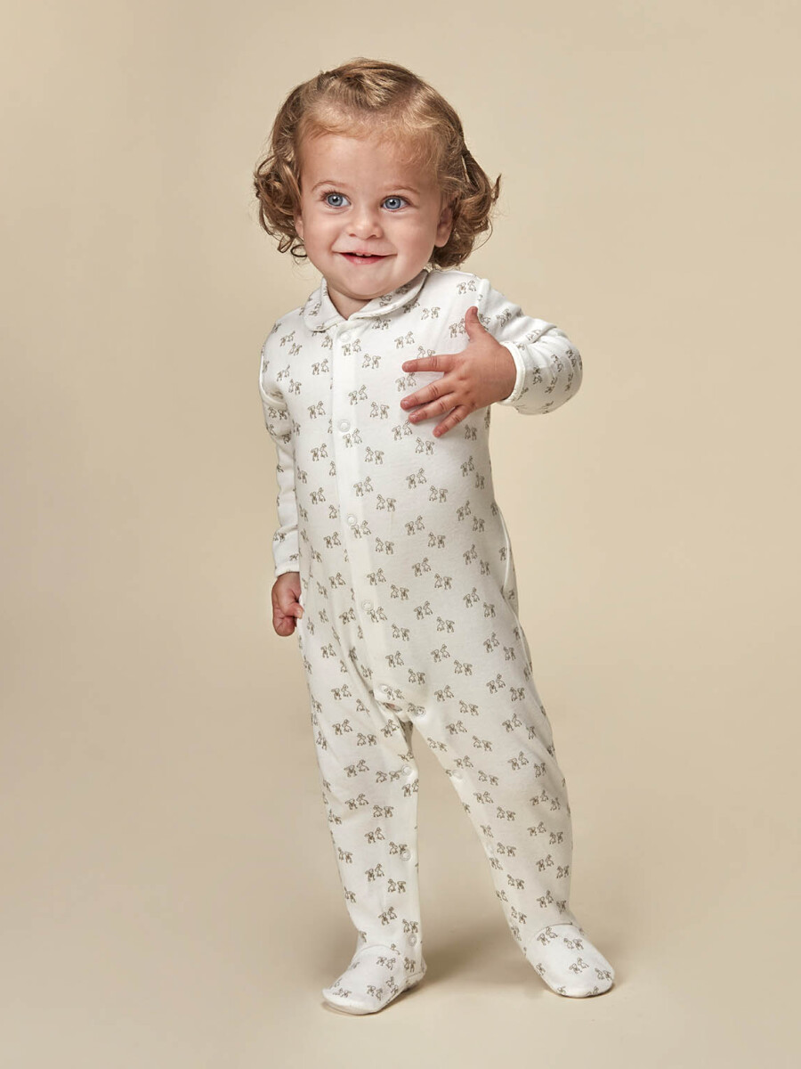 Pijama Print Conejitos Blanco Roto