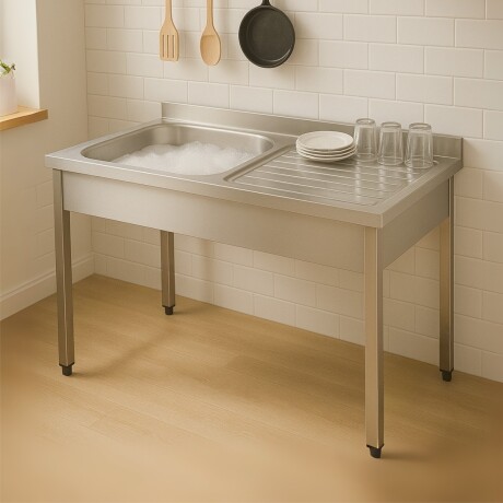 Mesada de Lavado con 1 Pileta a la Izquierda de Acero Inoxidable 120 x 70 x 85 cm Mesada de Lavado con 1 Pileta a la Izquierda de Acero Inoxidable 120 x 70 x 85 cm
