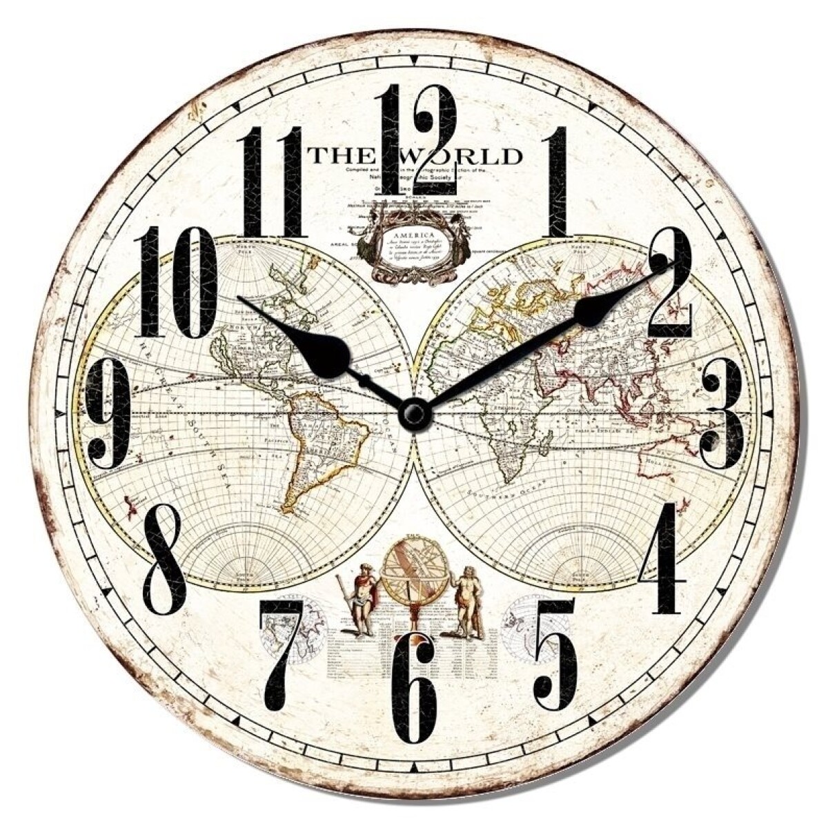 RELOJ DE PARED MDF D28.8X3.5CM MAPA MUNDI ANTIGUO 