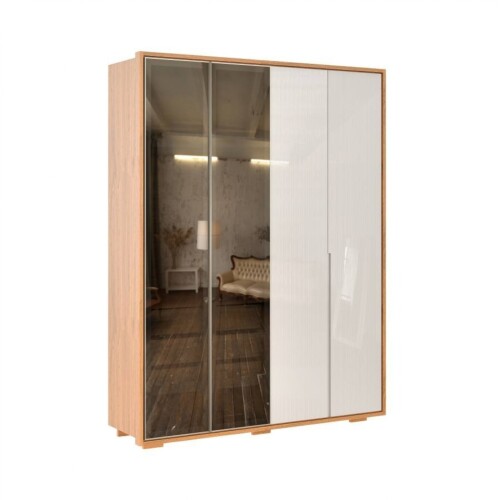 Ropero con Espejo 2 Puertas - Moderna Marron y Arena