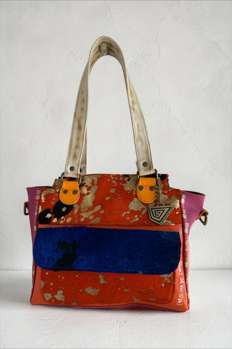 Cartera LIRA Línea Dubai Naranja Y Azul Con Arte 