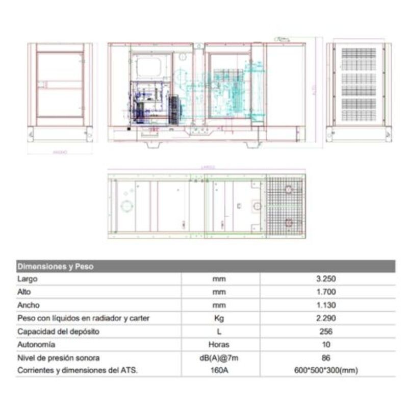 GENERADOR 150/165 KVA CABINADO VCP DP/KS GENERADOR 150/165 KVA CABINADO VCP DP/KS