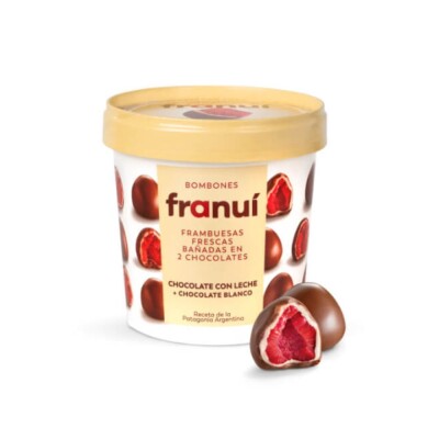 Bombones de Frambuesa Franui con Choco con Leche + Choco Blanco Franui Chocolate Con Leche