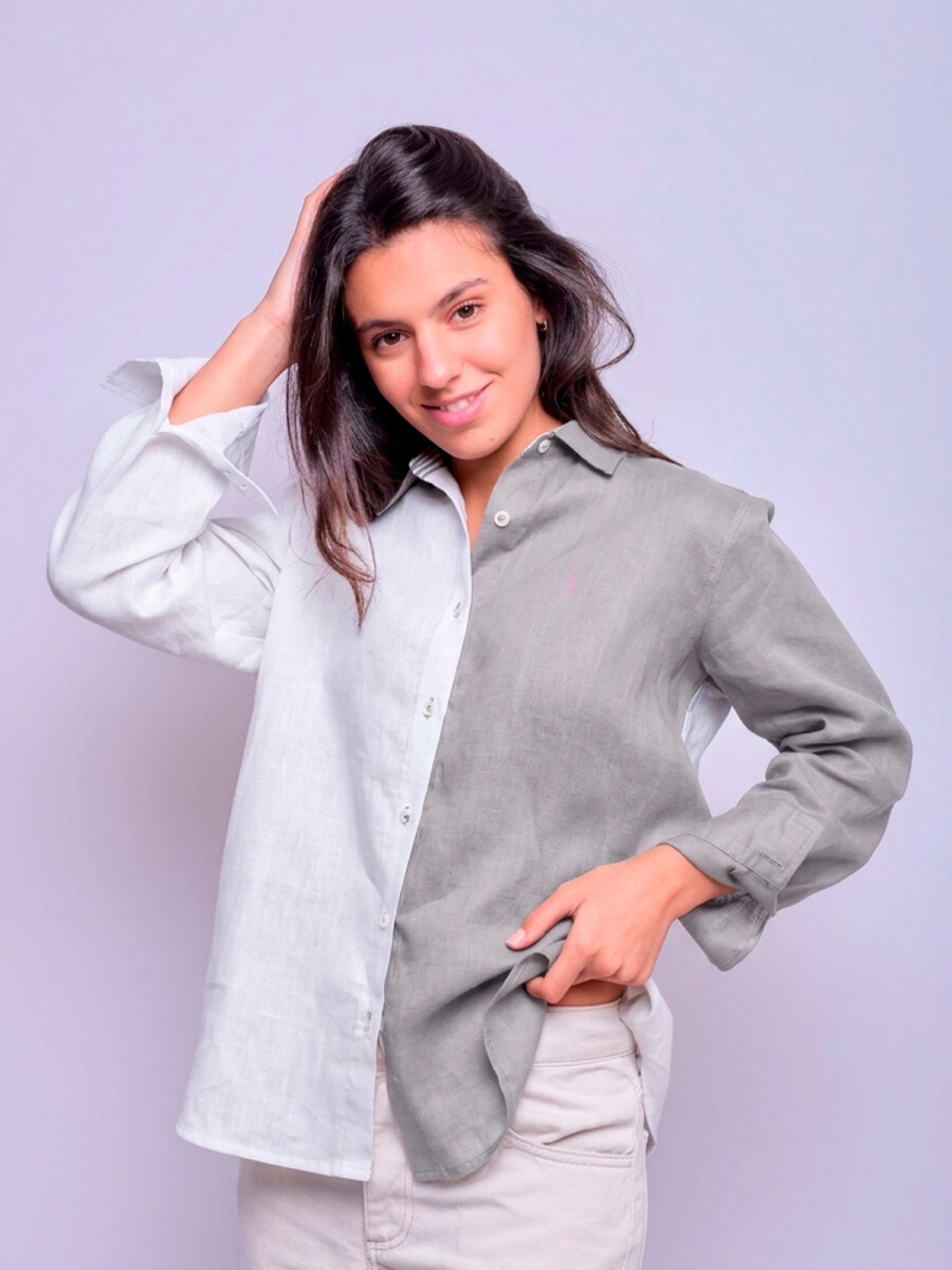 Camisa Suspiro - Combinada Gris con Blanco 