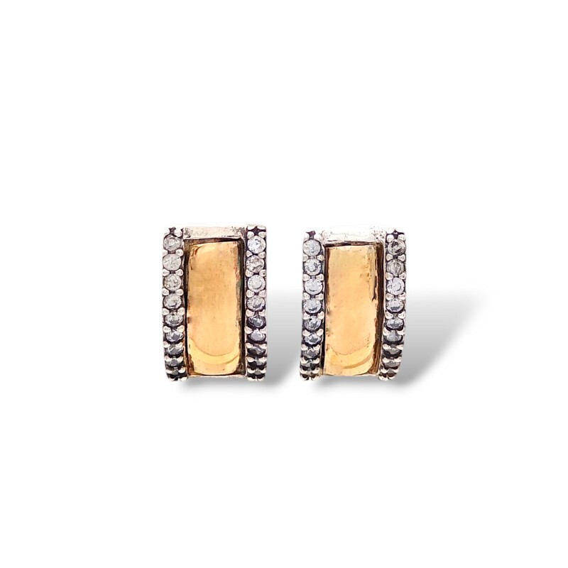 Caravanas Pendiente Zirconia-Plata y oro-Zirconia-CA5042 conpiedra