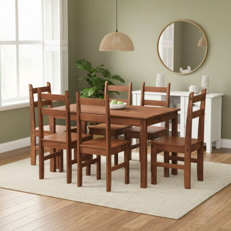 Juego De Comedor Lucia Plus 6 Sillas Madera Oscuro