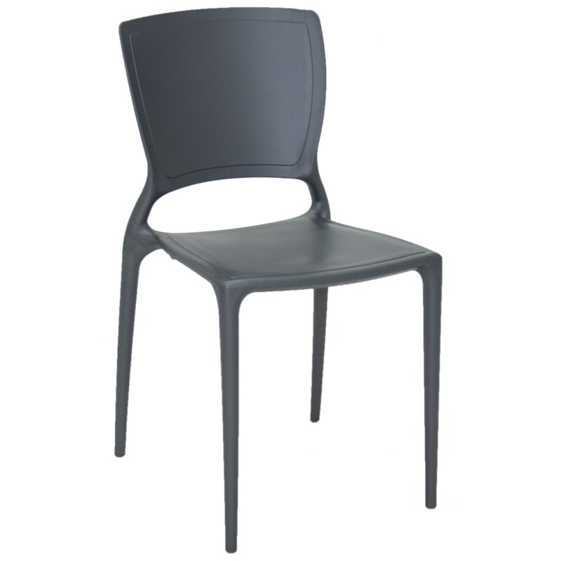Silla Tramontina Sofía apilable respaldo cerrado gris grafito Silla Tramontina Sofía apilable respaldo cerrado gris grafito