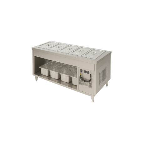 Mesa Buffet Caliente Interior Neutro de Acero Inoxidable 190 x 70 x 85 cm 5 GN 1/1 Mesa Buffet Caliente Interior Neutro de Acero Inoxidable 190 x 70 x 85 cm 5 GN 1/1
