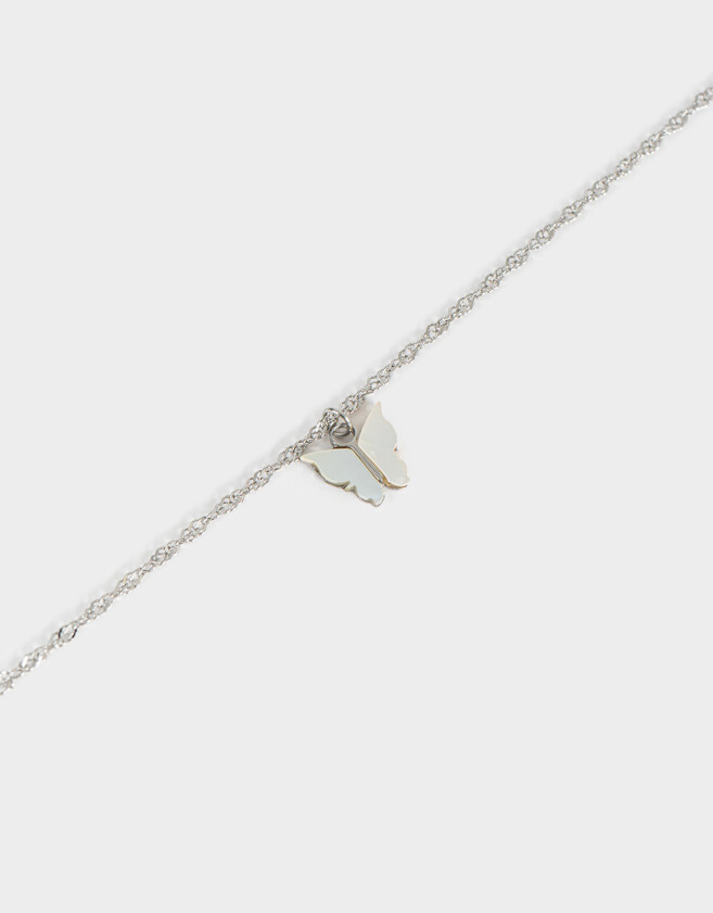 Cadena Corta con Dije Premium Silver Cadena Corta Con Dije Mariposa - Plateado