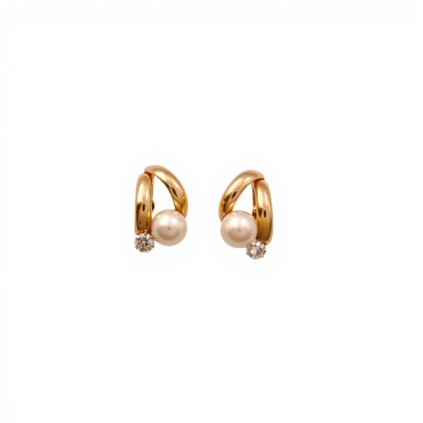Caravanas Perlas Vintage - Oro bajo - Perla española y Zirconia- CA8270 conperla