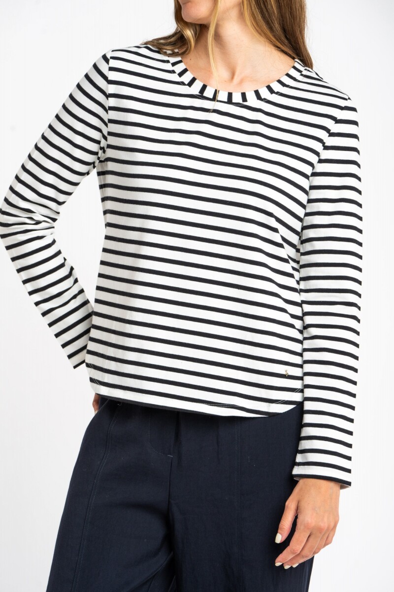 Remera Rayada Algodón - Nácar 