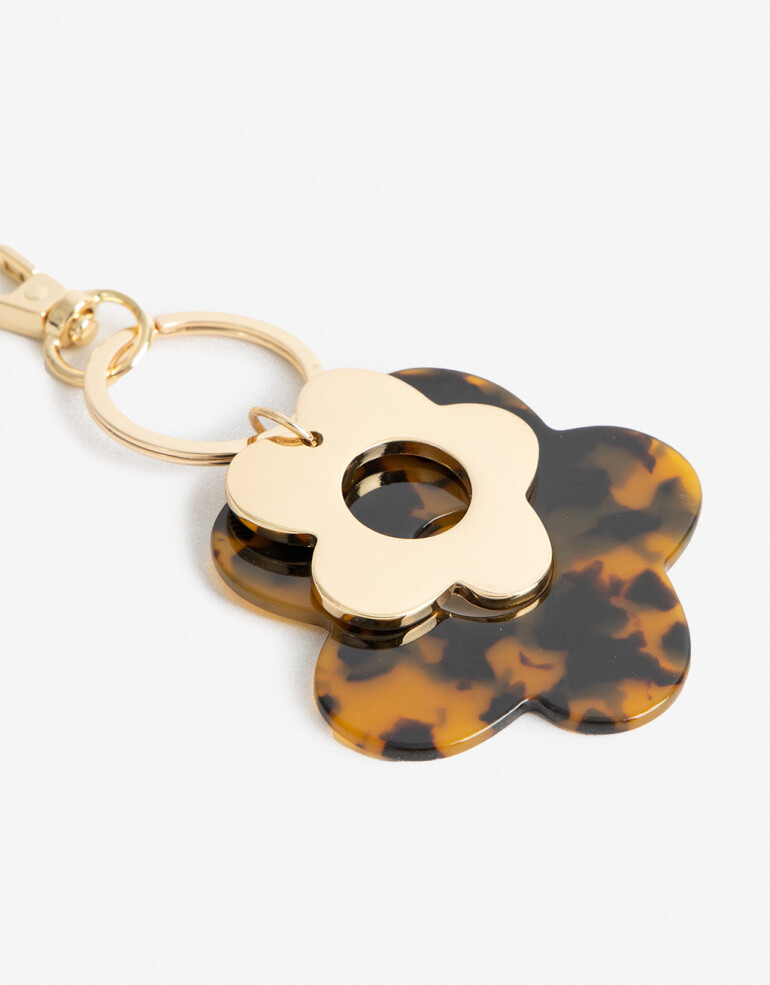 Llavero Acrilico Llavero De Flor Y Con Dije "happiness" - Combinacion Tricolor