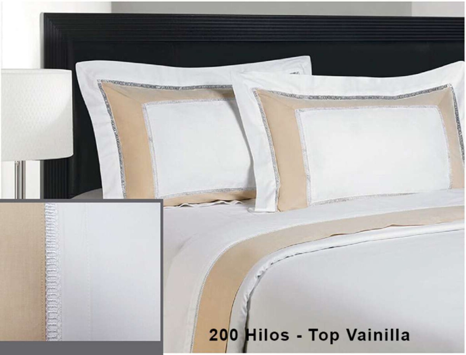 Juego Sábanas Bordadas Dohler 1 plaza 200 hilos - Top Vainilla 