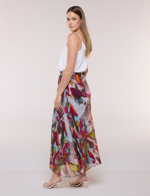 Falda Maxi Plisada MULTI/FUCSIA