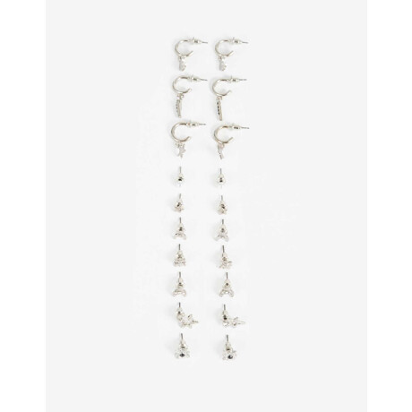 Aros Sets Metal Plateado Rodio