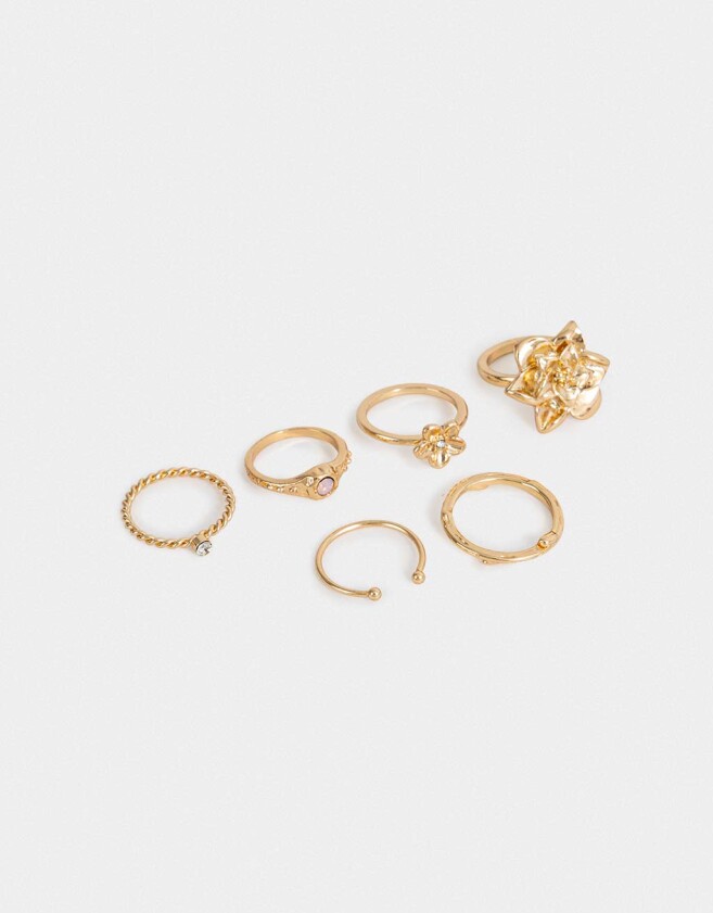 Sets Anillos Flores atrapadas Sets De Anillos - Dorado