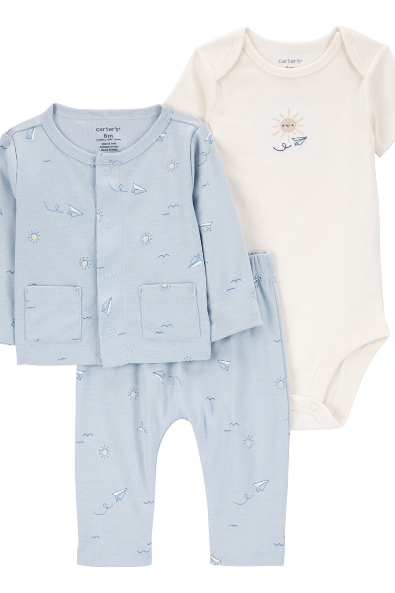 SET 3PC PANT SACO Y BODY ALGODÓN NIÑO-BB CARTERS COMBINACION 1