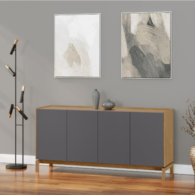 Aparador Mostrador Barcelona – 4 Puertas y 1 Cajón Color Tauari / Concret Aparador Mostrador Barcelona – 4 Puertas y 1 Cajón Color Tauari / Concret