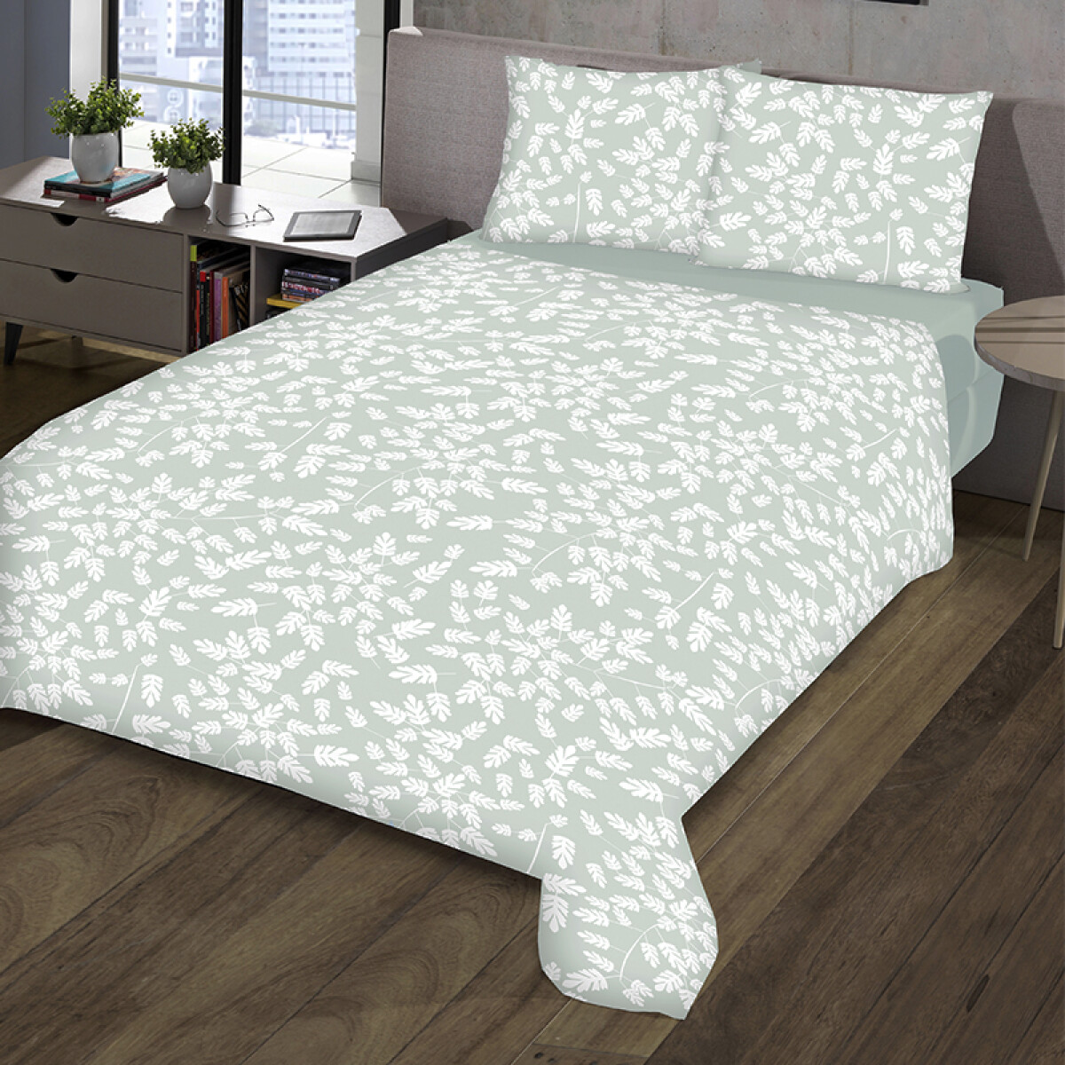 Juego Sábanas Richmond House Estampadas 1 Plaza - Varios Diseños - 217 HOJITAS MENTA 