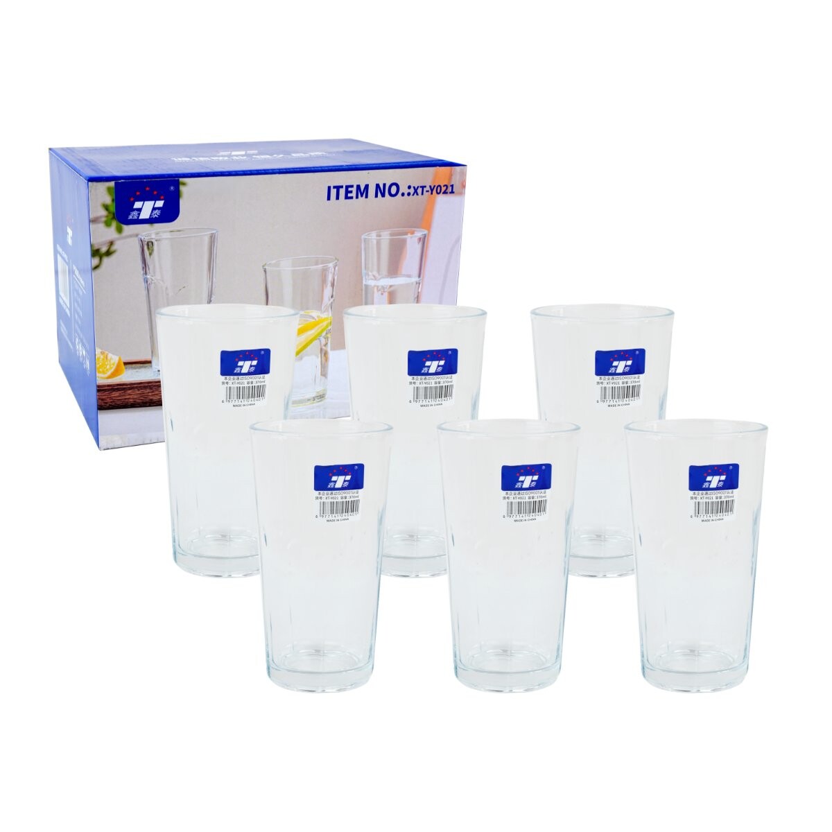 Set de 6 vasos de vidrio 370ml 