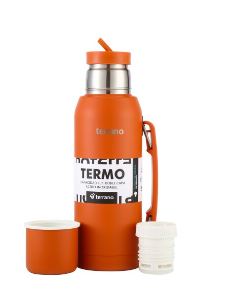 Set Acero 1Lt. Mate con Tapa Terracota