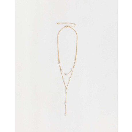 Collar Largo Con Perlas Dorado