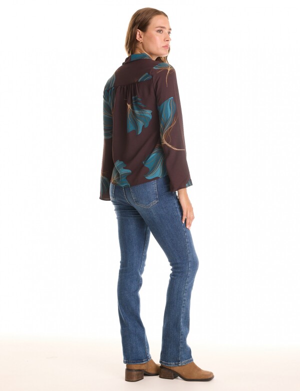 Camisa Printed Det Hombros MARRON/MULTI
