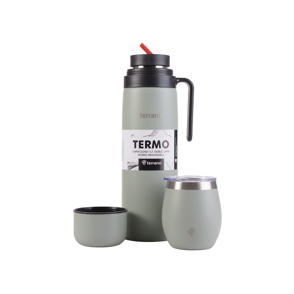 Kit Termo Manija Rigida + Mate con Tapa - Oliva 