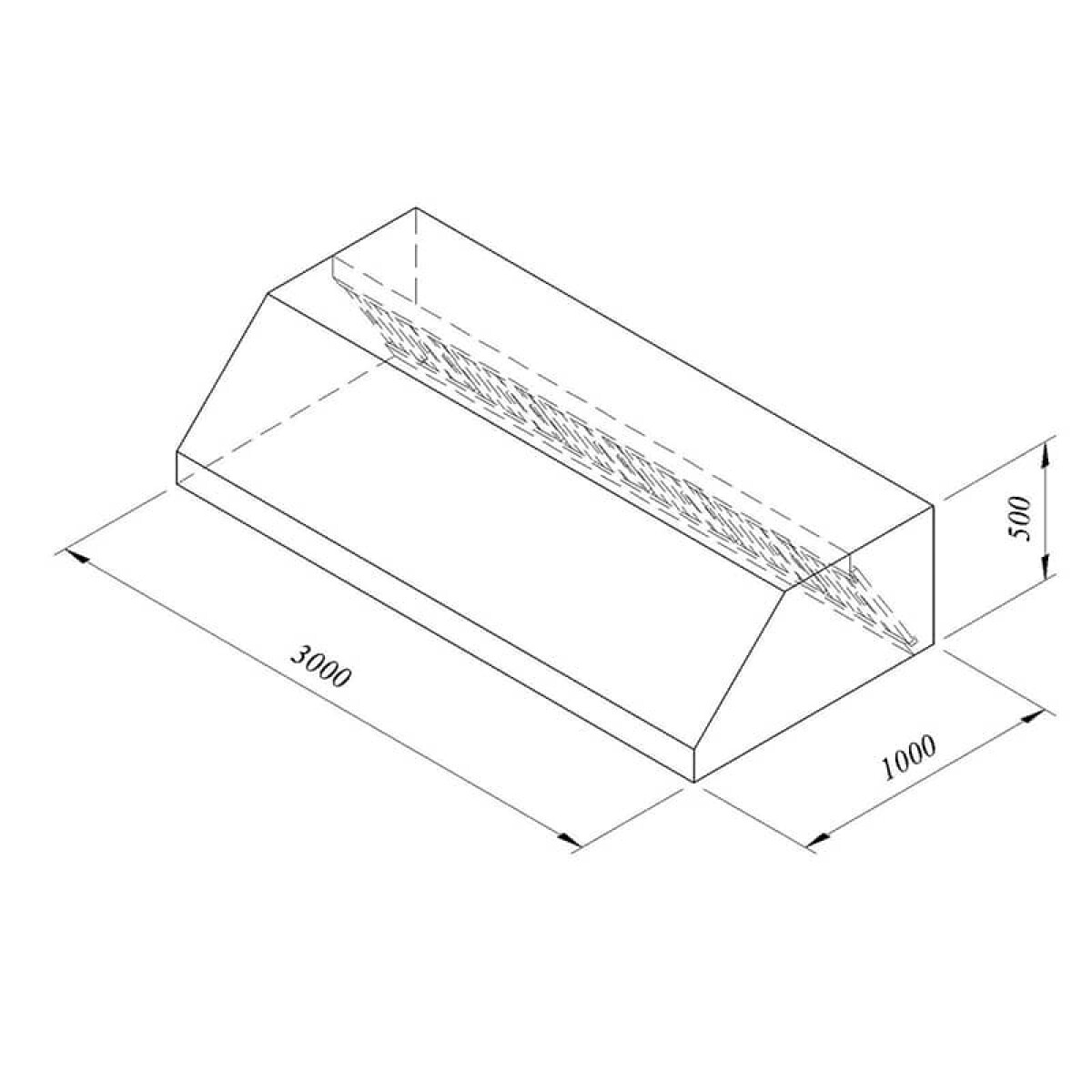 Campana mural 3000 x 1000 mm - Ozti 7885.30105.11 