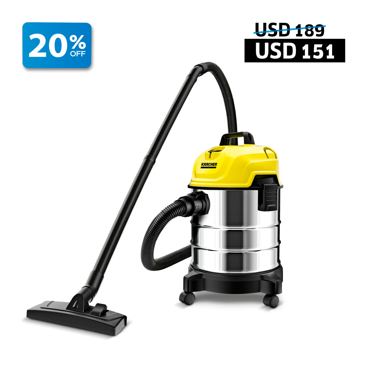 ASPIRADORA WD1S CLASSIC KARCHER 18LT TANQUE AC.INOX 