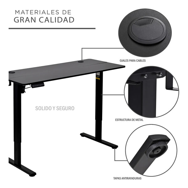 Escritorio Eléctrico Gamer Ergonómico Con Altura Ajustable NEGRO