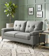 Sillon 2 Cuerpos Tela y Madera Natural Living Lamona Gris Oscuro